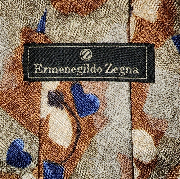 *Ermenegildo Zegna Brown, Blue, & Cream Men's Tie* RET $250 - Picture 1 of 4
